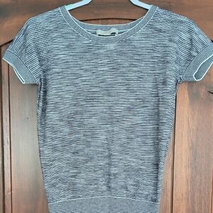 LOFT Navy and White Striped Short-Sleeve Tee